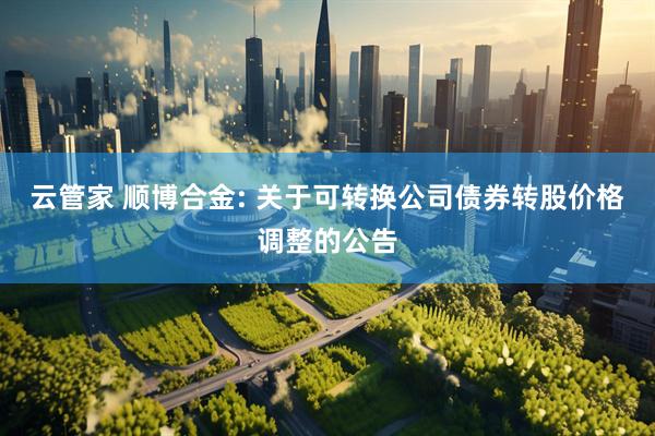 云管家 顺博合金: 关于可转换公司债券转股价格调整的公告